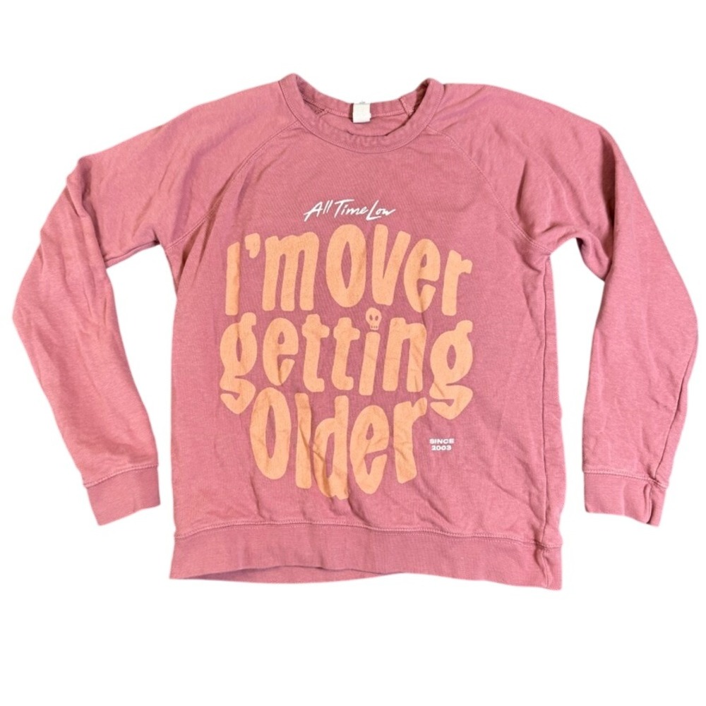 All Time Low Band Sweatshirt Pink Im Over Getting Older Graphic Pullover Small